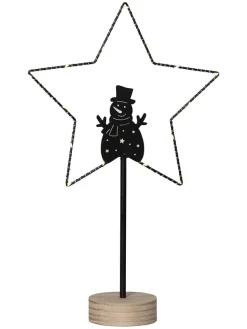 LED-Standleuchte "Glimta" in Schwarz/ Hellbraun - (H)42 cm