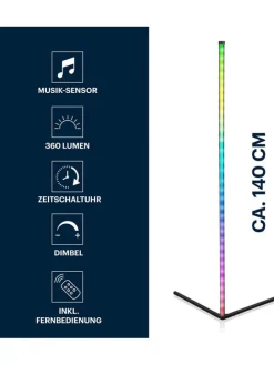 LED-Standleuchte in Schwarz - (B)43 x (H)140 cm