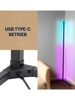 LED-Standleuchte in Schwarz - (B)43 x (H)140 cm