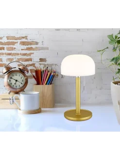 LED-Tischleuchte in Gold/ Weiß - (H)28 x Ø 11 cm