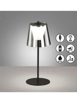 LED-Tischleuchte "Marbella" in Schwarz - (H)35 x Ø 14 cm