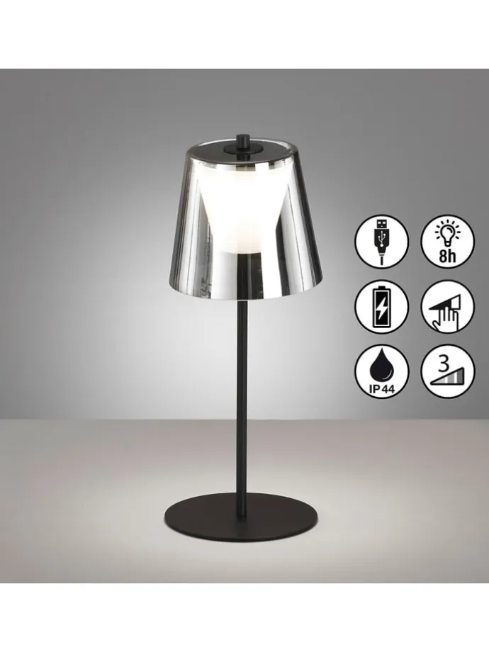 LED-Tischleuchte "Marbella" in Schwarz - (H)35 x Ø 14 cm