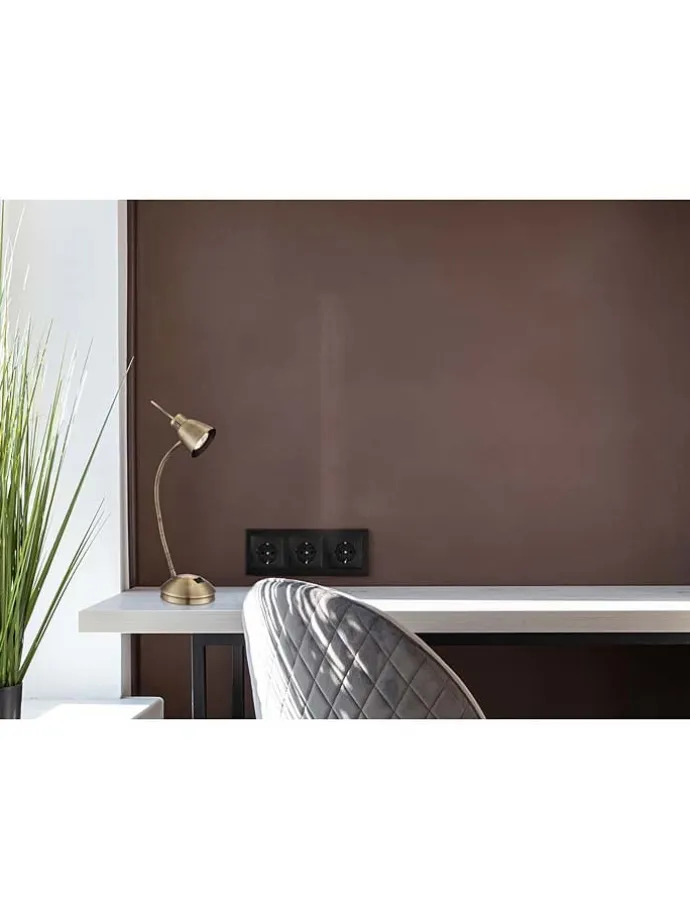 LED-Tischleuchte "Nuova" in Hellbraun/ Gold - (H)44 cm