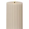 LED-Wachskerze "Flamme Stripe" in Beige - (H)15 cm