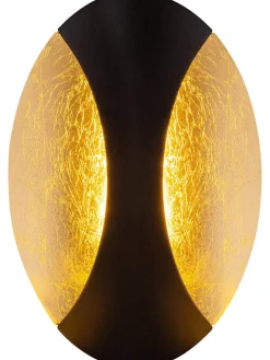 LED-Wandleuchte "Alexandra" in Schwarz/ Gold - (B)21 x (H)15 cm