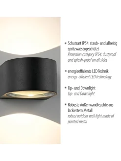 LED-Wandleuchte in Schwarz - (H)6,8 x Ø 11