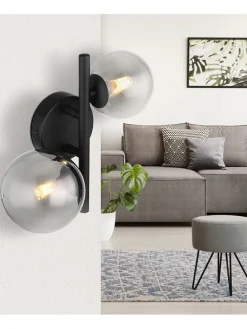 LED-Wandleuchte "Riha" in Schwarz - (L)24 x (B)25 x (H)12,5 cm