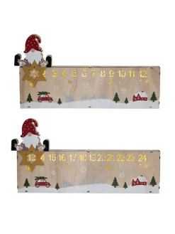 LED-Weihnachtskalender in Natur/ Bunt - (B)40 x (H)21 cm