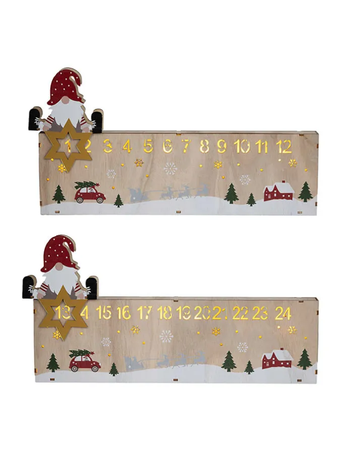 LED-Weihnachtskalender in Natur/ Bunt - (B)40 x (H)21 cm