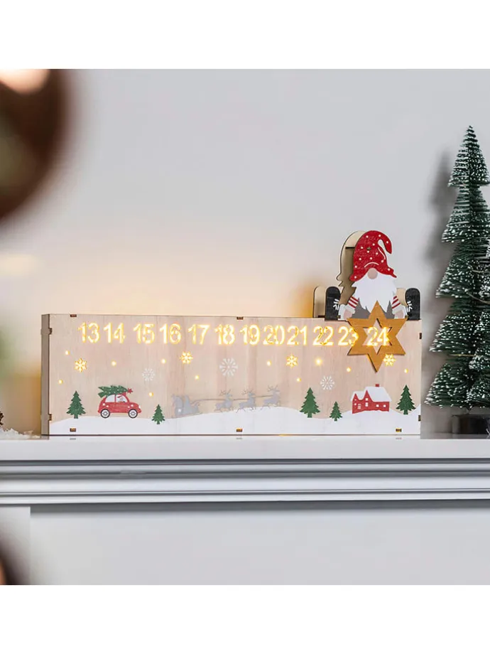 LED-Weihnachtskalender in Natur/ Bunt - (B)40 x (H)21 cm