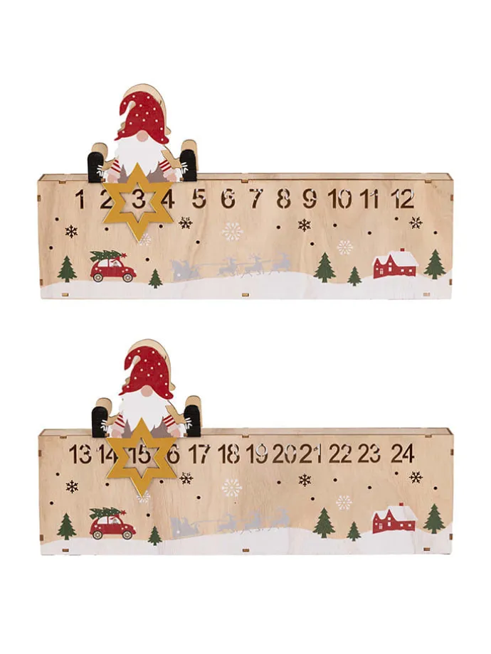 LED-Weihnachtskalender in Natur/ Bunt - (B)40 x (H)21 cm