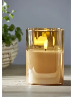 LED-Windlicht "Flamme" in Gold - (H)12,5 x 9 cm