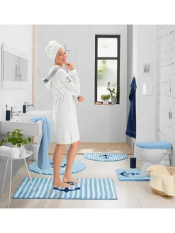 Leichtfrottier Bademantel mit Kapuze Meersburg in weiß