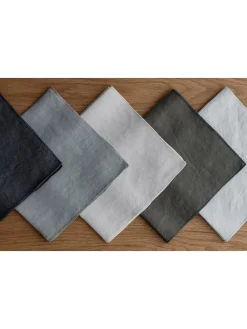 Leinen-Serviette "Lineo" in Grün - (L)42 x (B)42 cm