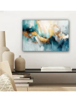 Leinwand bilder Abstrakte Kunst gold blau (BxH)
