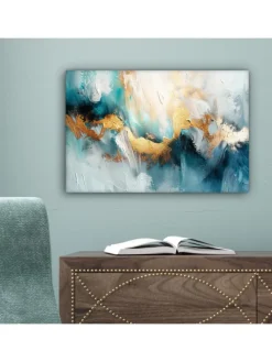 Leinwand bilder Abstrakte Kunst gold blau (BxH)