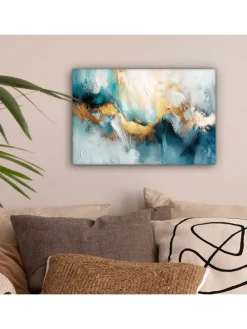 Leinwand bilder Abstrakte Kunst gold blau (BxH)
