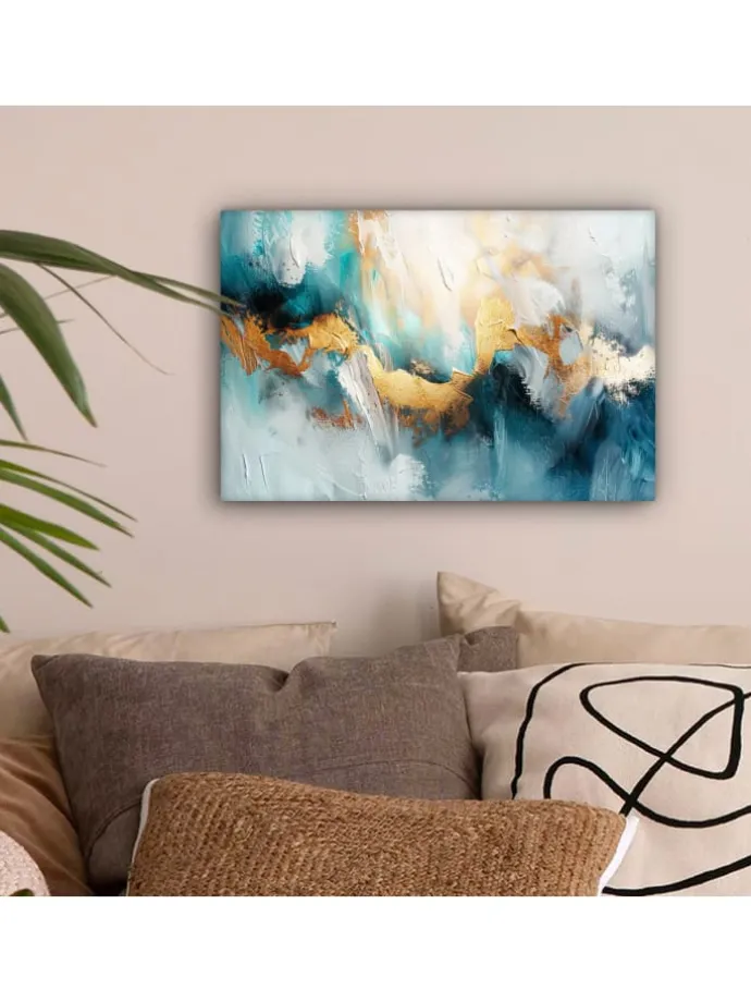 Leinwand bilder Abstrakte Kunst gold blau (BxH)