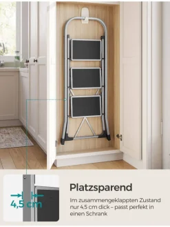 Leiter in Silber/ Schwarz - (B)46,5 x (H)105 x (T)74,5 cm