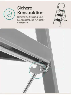 Leiter in Silber/ Schwarz - (B)46,5 x (H)105 x (T)74,5 cm