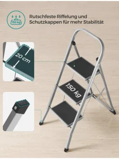 Leiter in Silber/ Schwarz - (B)46,5 x (H)105 x (T)74,5 cm