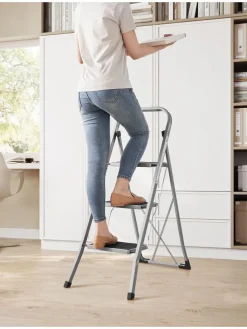 Leiter in Silber/ Schwarz - (B)46,5 x (H)105 x (T)74,5 cm