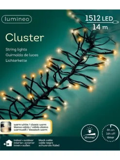 Lichterkette CLUSTER 1512 LED 14 m, schwarzes Kabel in Warm weiß/Klassisch warm