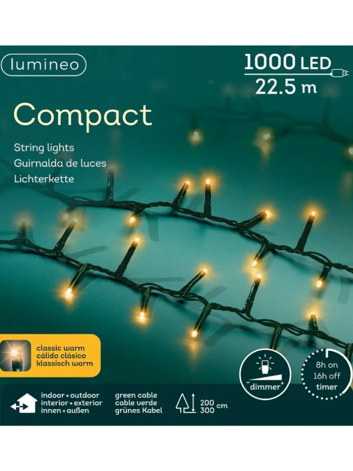 Lichterkette COMPACT 1000 LED 22,5 m, grünes Kabel in klassisch warm