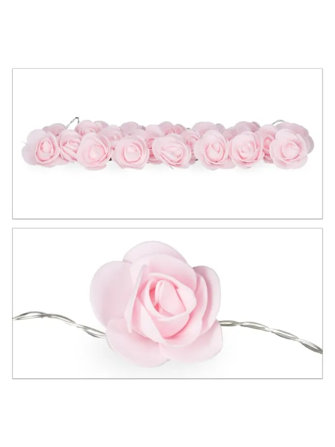 Lichterkette Rosen in Rosa - (L)3,3 m