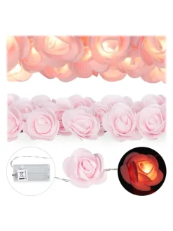 Lichterkette Rosen in Rosa - (L)3,3 m