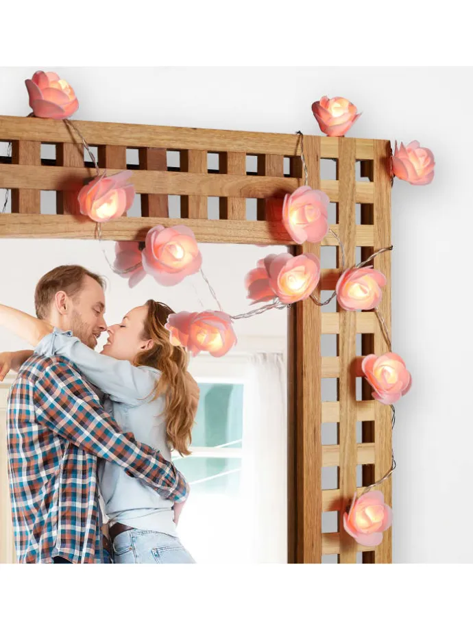 Lichterkette Rosen in Rosa - (L)3,3 m