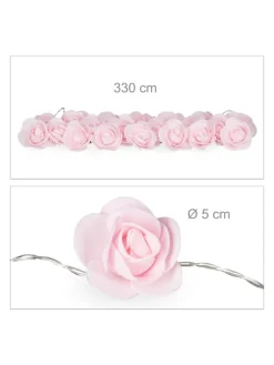Lichterkette Rosen in Rosa - (L)3,3 m