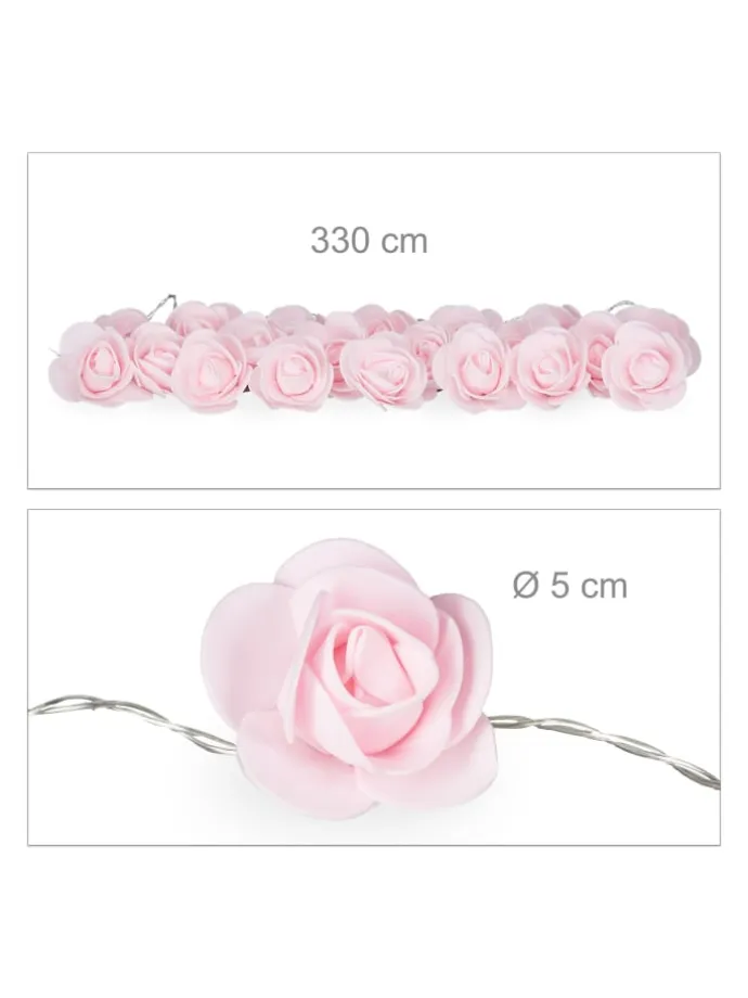 Lichterkette Rosen in Rosa - (L)3,3 m