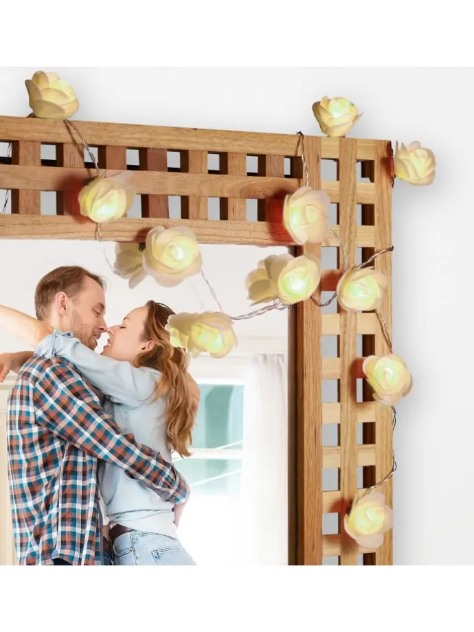 Lichterkette Rosen in Weiß - (L)3,3 m