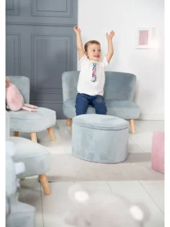 Lil Sofa' Kindercouch, bequem, Holzfüße & Samtstoff Sky/Hellblau