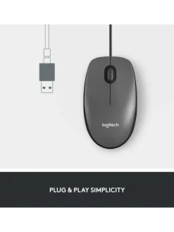 Logitech kabeglgebundene Maus M100 - Plug und Play USB-Maus in Schwarz