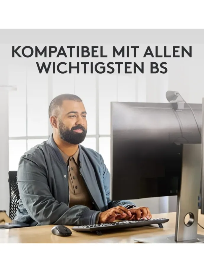 Logitech Kabelloses Tastatur-Maus-Set MK370 Reichweite bis 10 m in Schwarz