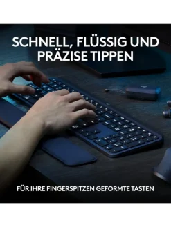 Logitech Präzisionstastatur Tastatur-Maus Set MX Keys S in Schwarz