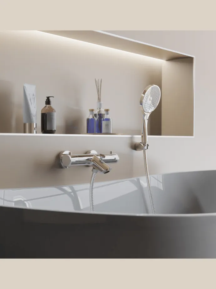 LONDON Thermostat Wannenfüllarmatur, Chrom