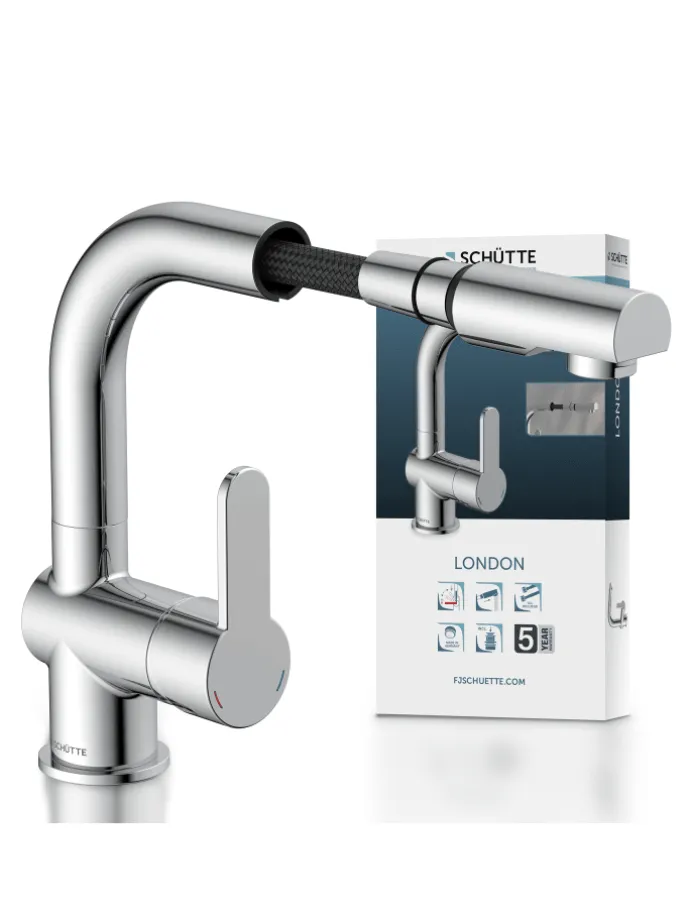 LONDON Waschtischarmatur, Chrom, mit herausziehbarer Haarbrause