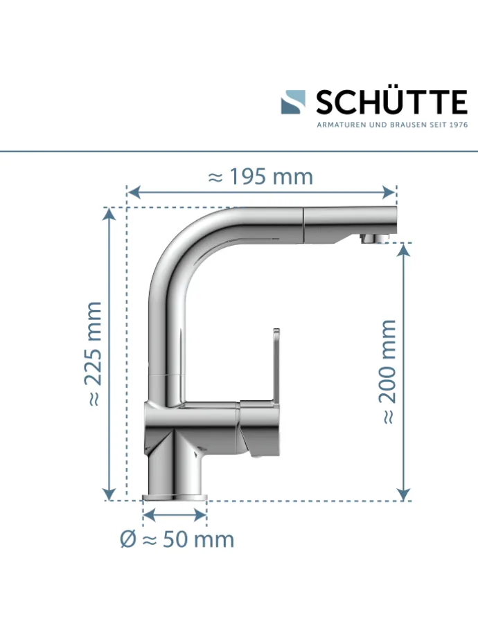 LONDON Waschtischarmatur, Chrom, mit herausziehbarer Haarbrause