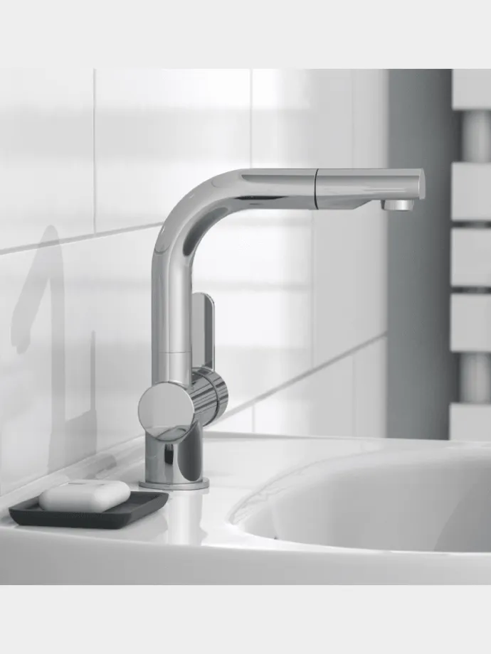 LONDON Waschtischarmatur, Chrom, mit herausziehbarer Haarbrause