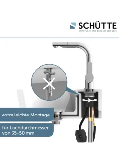 LONDON Waschtischarmatur, Chrom, mit herausziehbarer Haarbrause