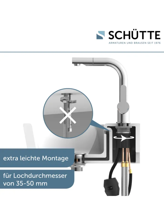 LONDON Waschtischarmatur, Chrom, mit herausziehbarer Haarbrause