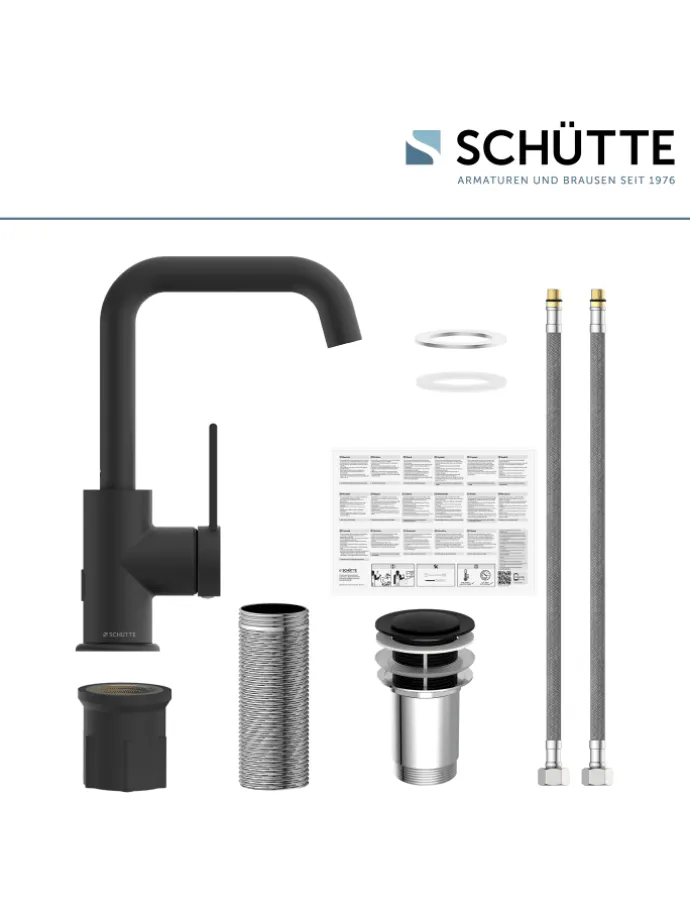 LOS ANGELES Waschtischarmatur, Schwarz matt