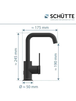 LOS ANGELES Waschtischarmatur, Schwarz matt