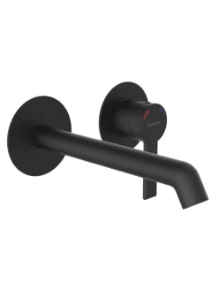 LOS ANGELES Waschtischarmatur, Schwarz matt, für Wandmontage