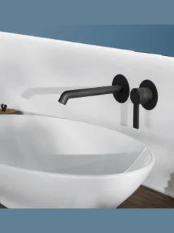 LOS ANGELES Waschtischarmatur, Schwarz matt, für Wandmontage