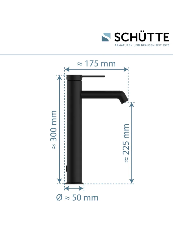 LOS ANGELES Waschtischarmatur, Schwarz matt, für Aufsatzwaschbecken