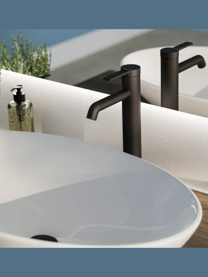 LOS ANGELES Waschtischarmatur, Schwarz matt, für Aufsatzwaschbecken